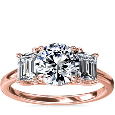 Three-Stone Emerald Cut Diamond Engagement Ring in 18k Rose Gold (5/8 ct. tw.)